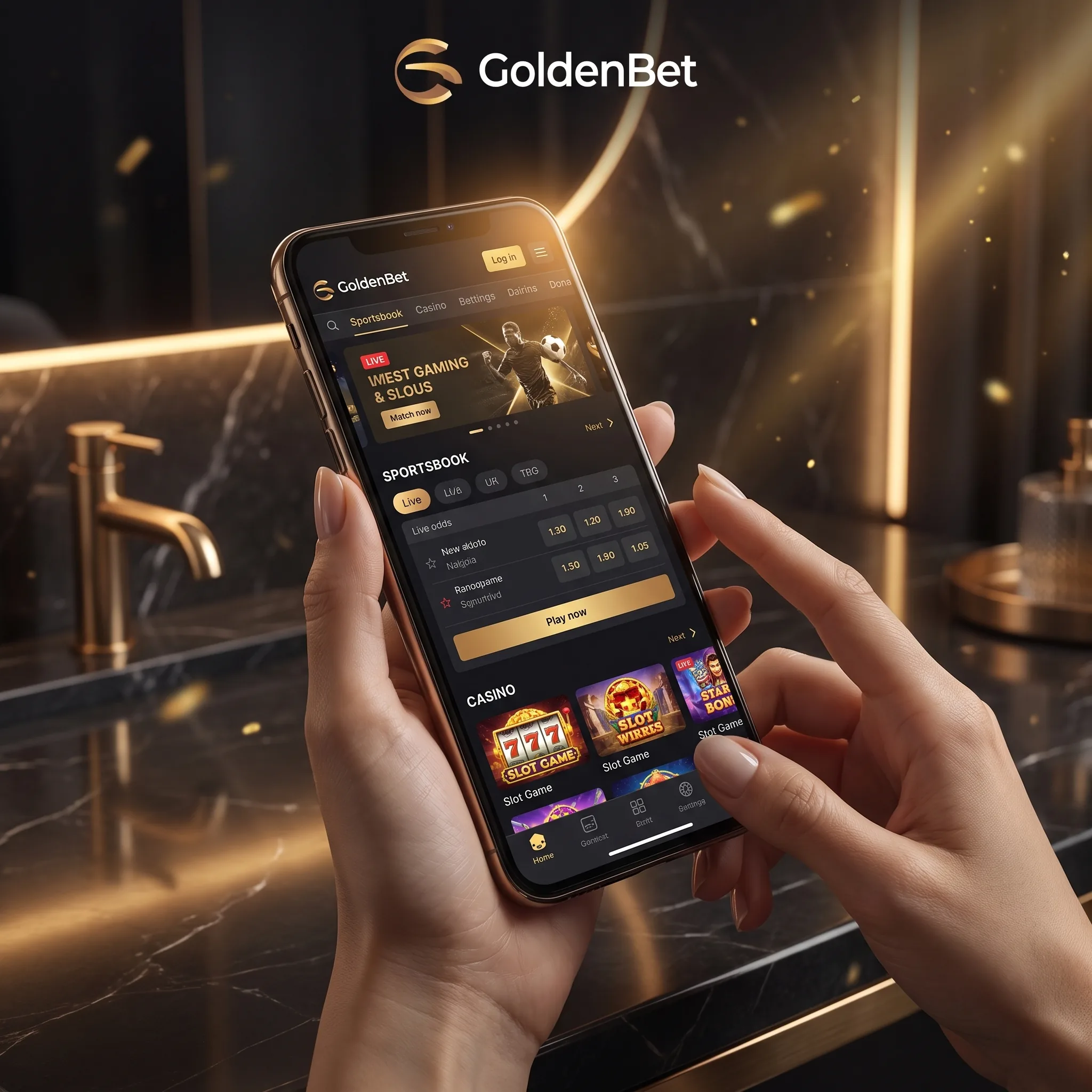 GoldenBet mobile sportsbook and casino displayed on a smartphone